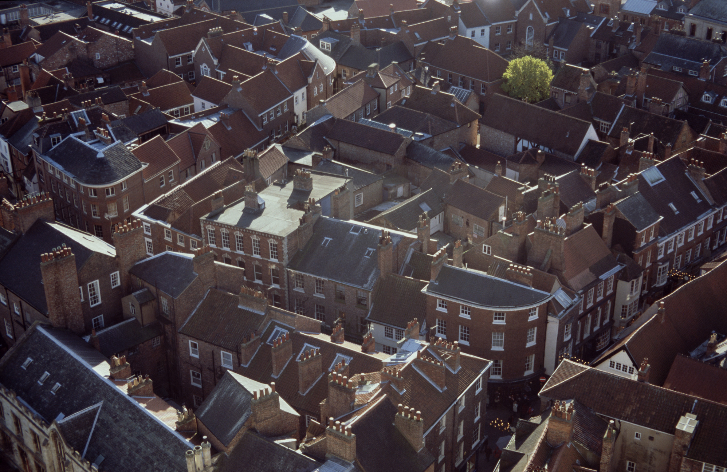 an image of Overview of Rooftops of Low Rise Buildings as seen from York Minster Cathedral, York, England
