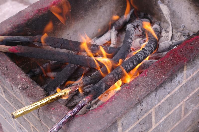 Close up Burning Chinese Incense Sticks, Traditional Lifestyle of Chinese People.