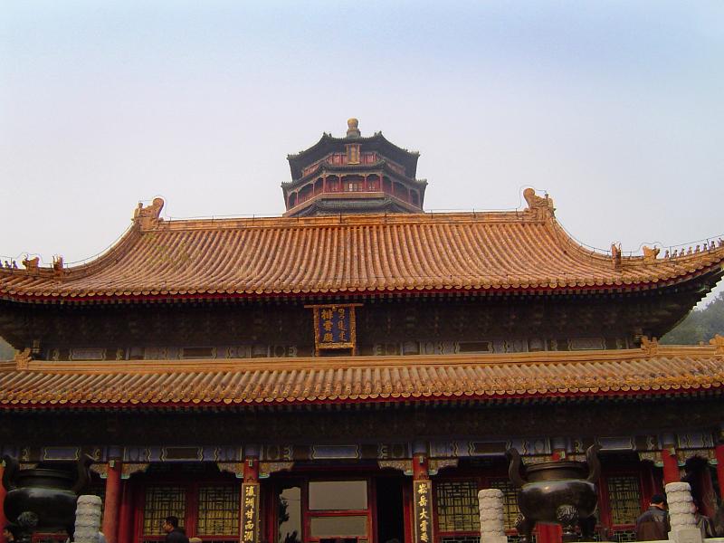 Attractive Architectural Chinese Temple in Exterior View Emphasizing the Traditional Rooftop Design