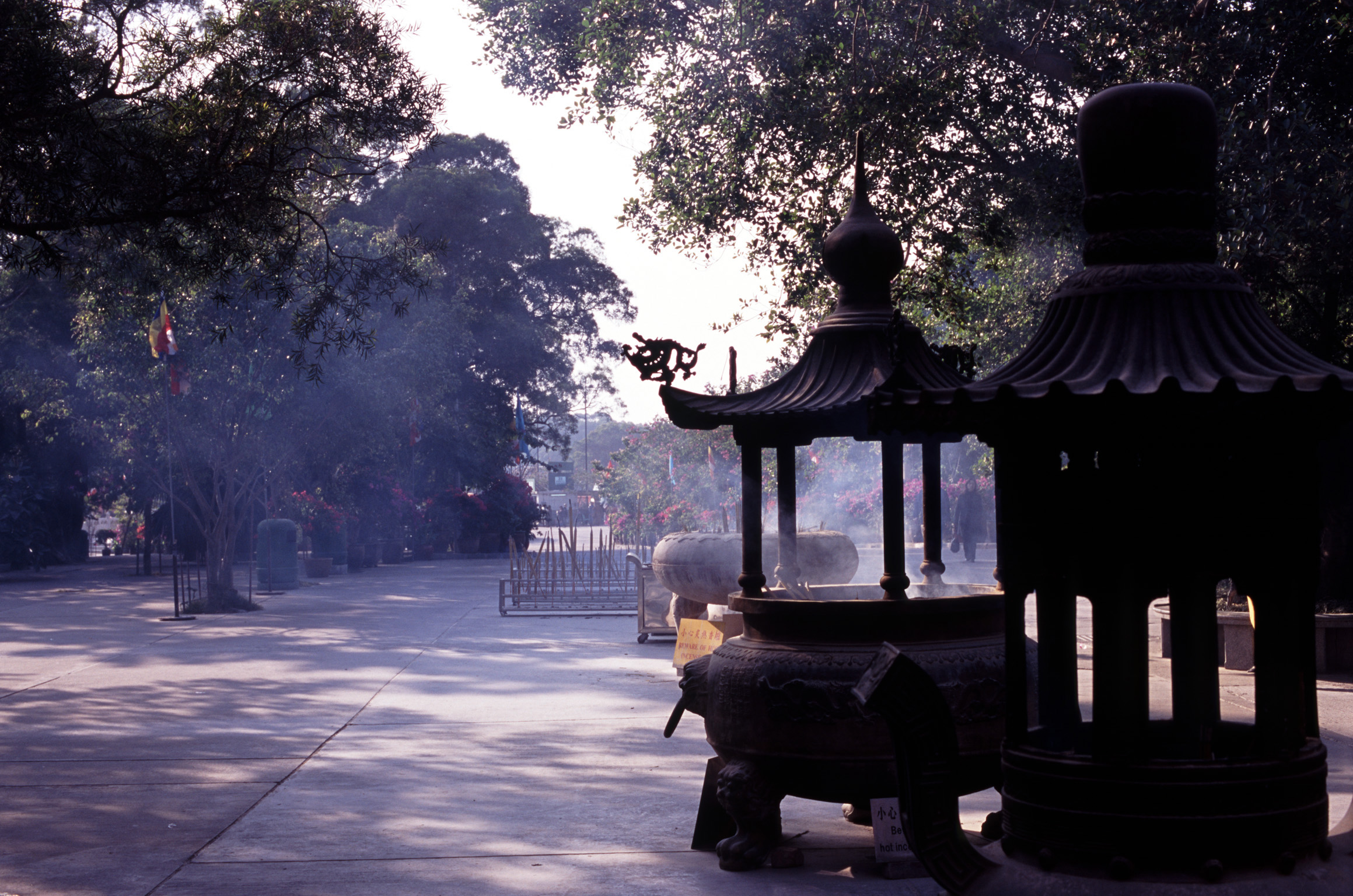 an image of Incense Burning at Buddhist Temple, Hong Kong, China