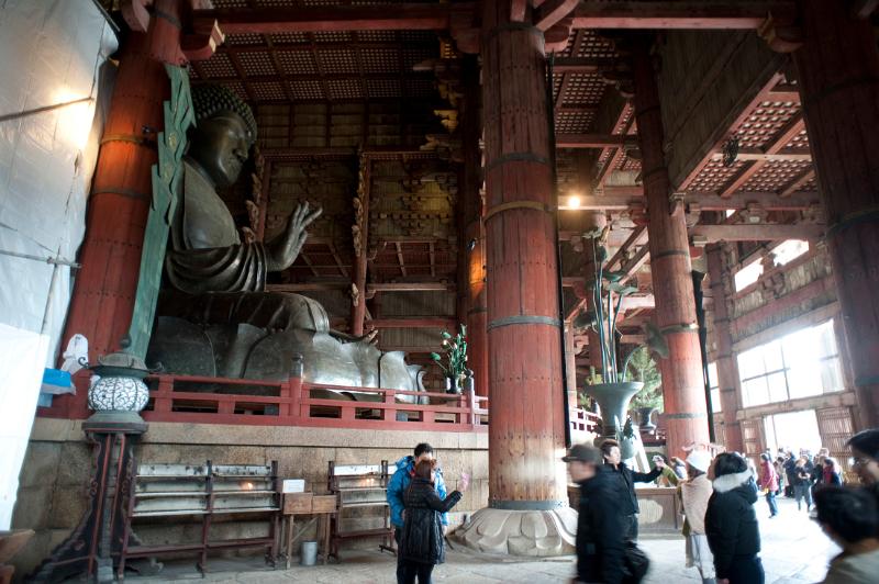 The big buddha statue or Daibutsu inside the Todai-ji temple hall