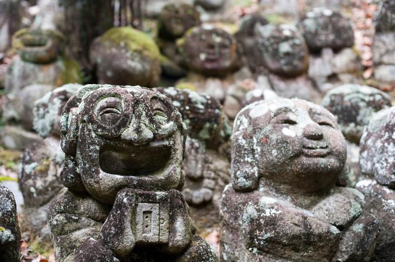 Humorous Rakan sculptures at Otagi Nenbutsu-ji