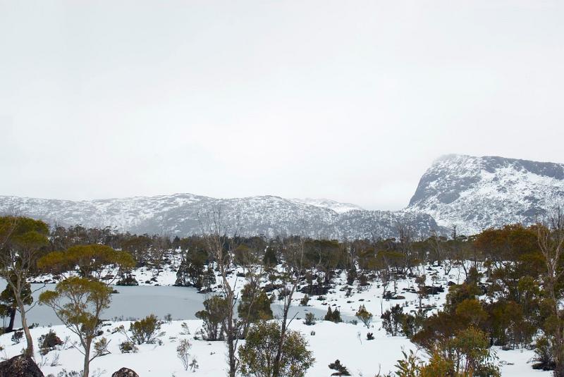 a winter view towards herrods gate, walls of jerusalem in winter, tasmania
