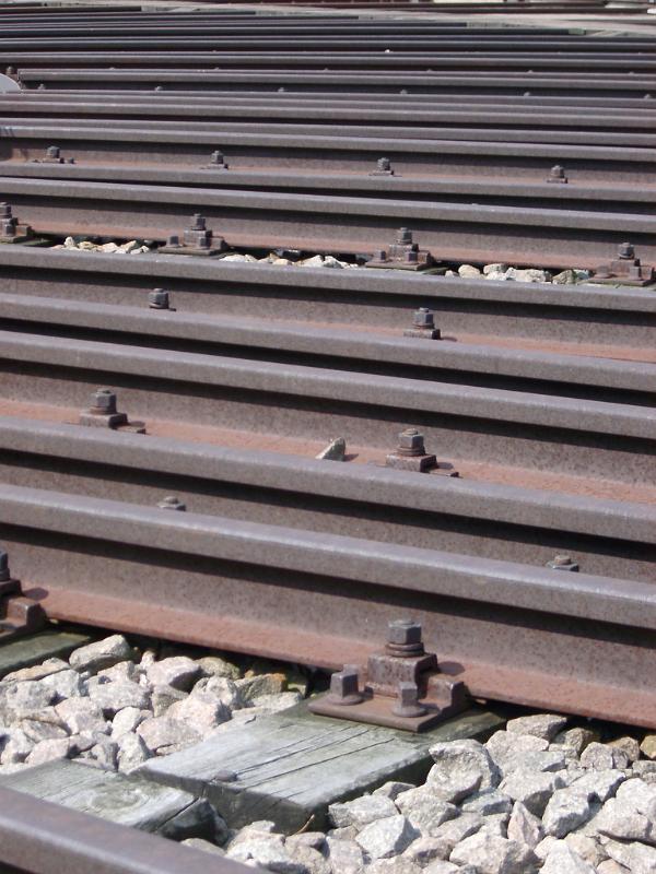 Close Up of Many Parallel Rail Lines in Rail Yard