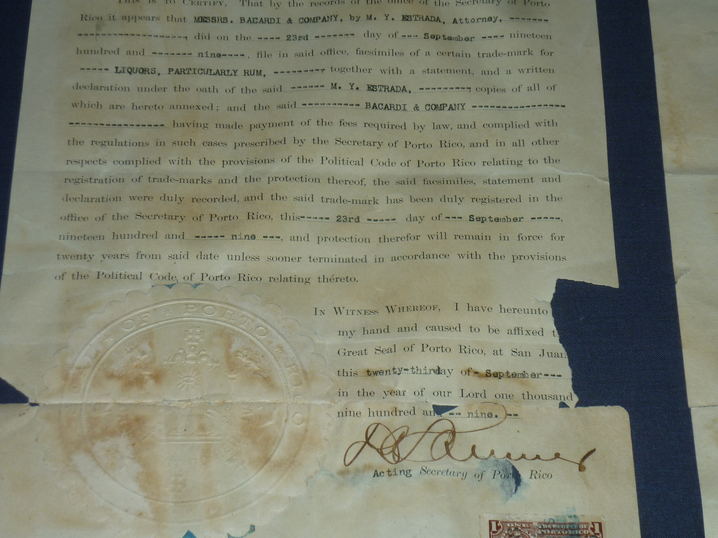 an image of bacardi rum contract, puerto rico