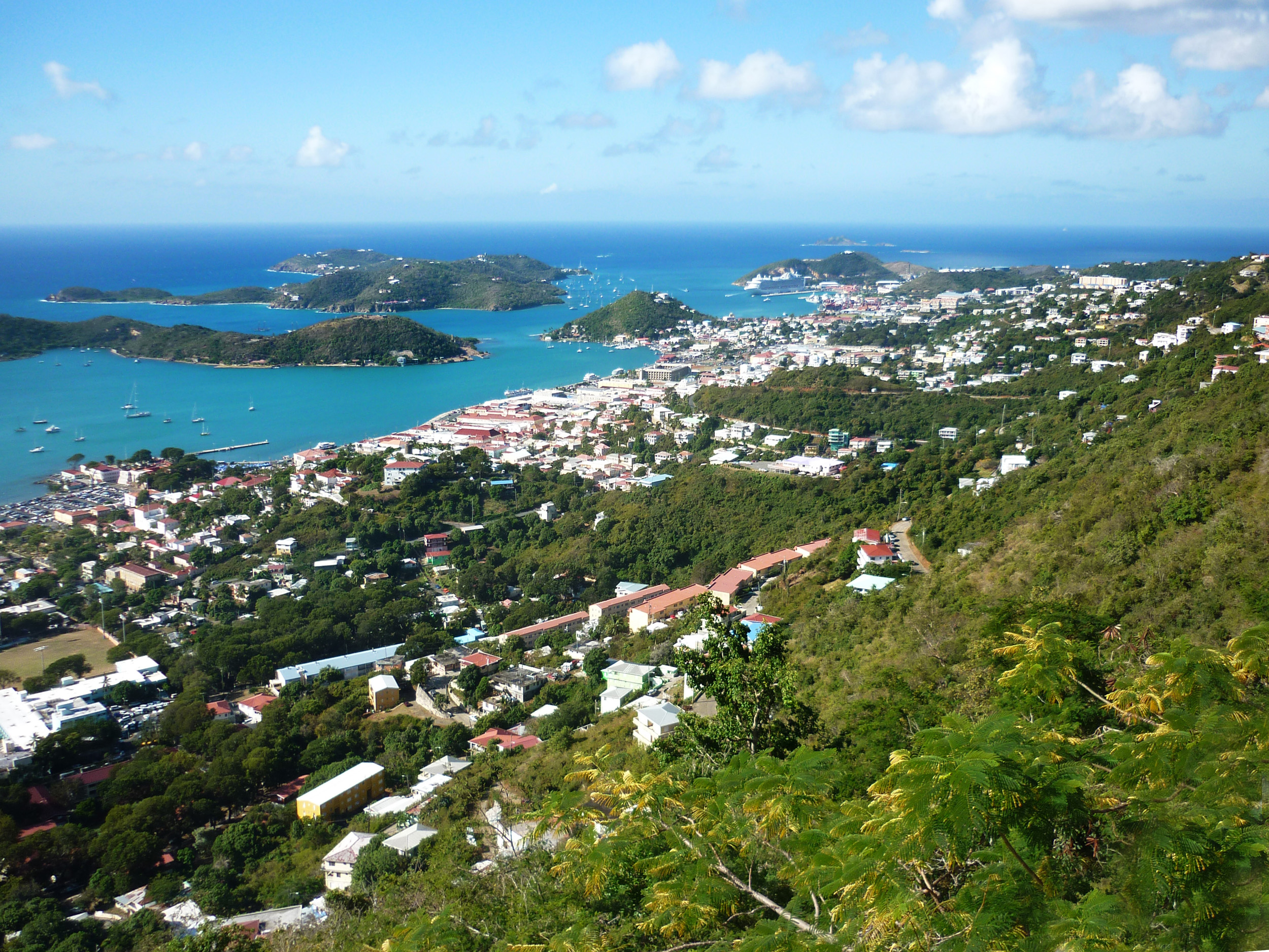 an image of panoramic view of the coast of the island of st thomas, us virgin islands