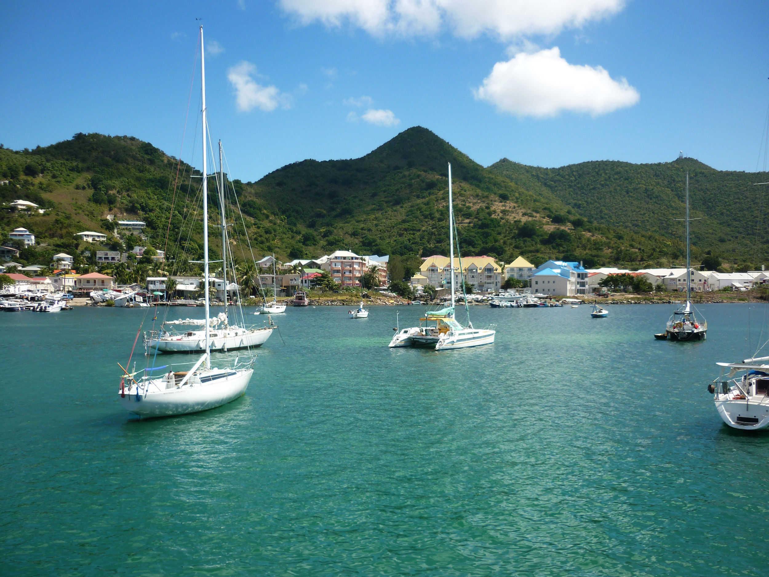 an image of yachts anchored of the island of st martin