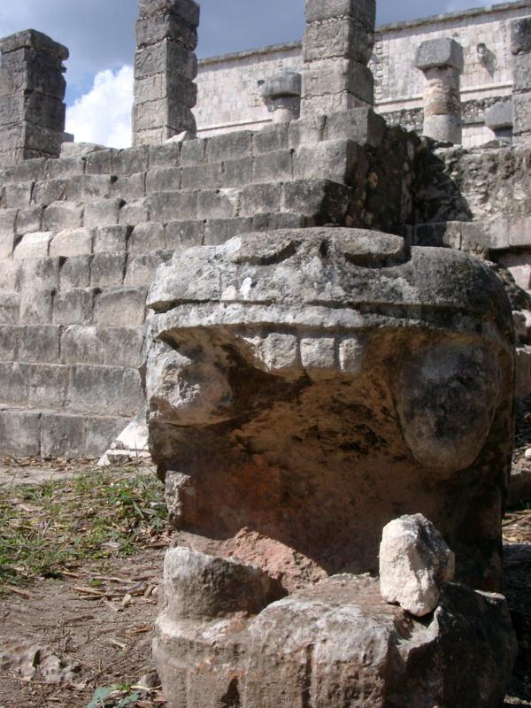 Detail of Animal Type Carving at Chichen Itza Mayan Ruins, Yucatan, Mexico