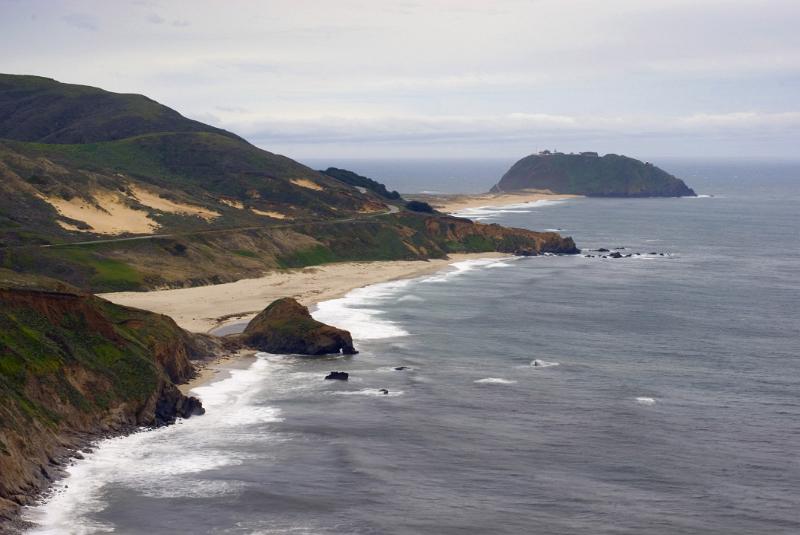 Point Sur seascape on the Route 1 Californian highway following the scenic coastine