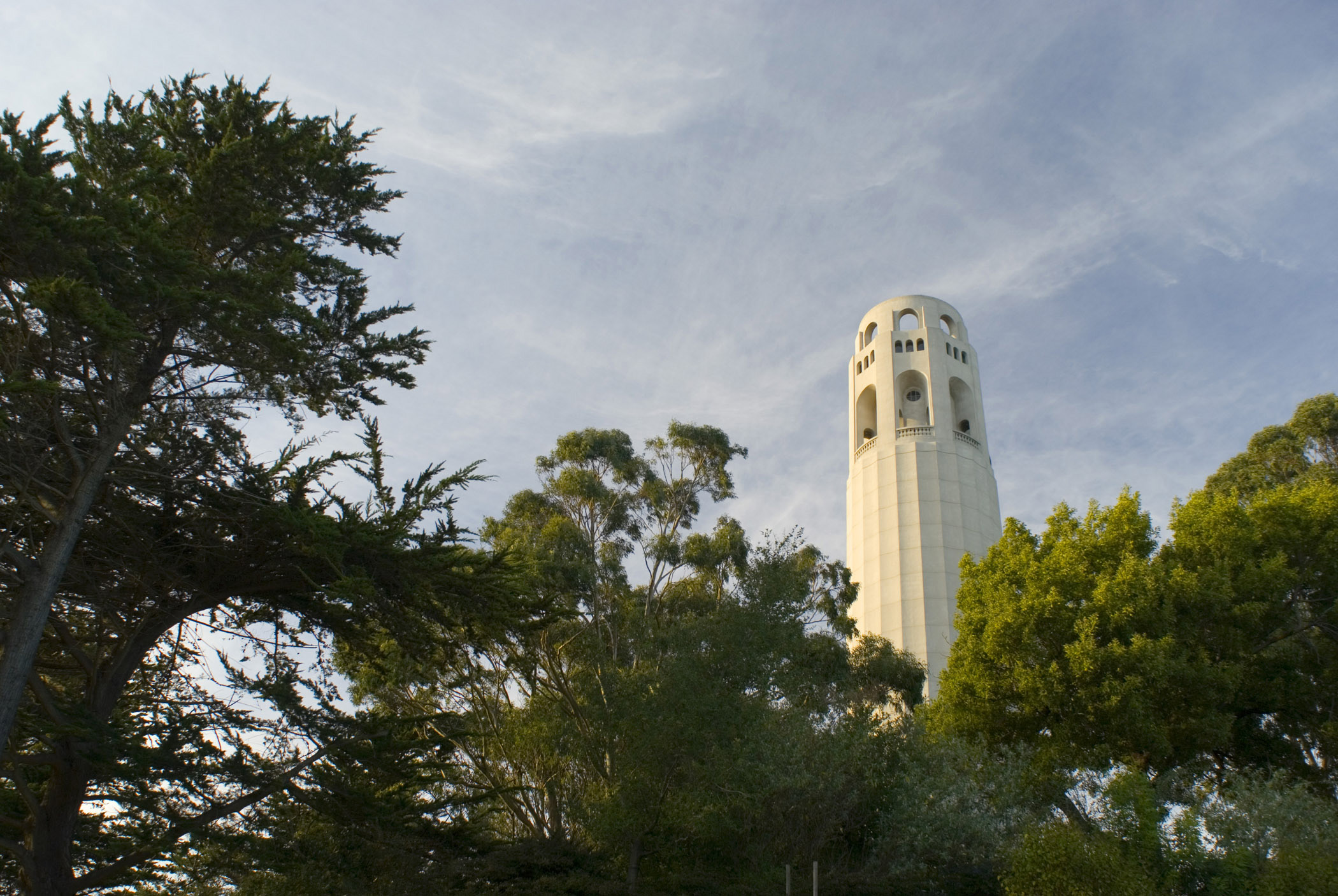 an image of Coit Tower, Telegraph Hill , San Franciso, a memorial to Lilian Coit who left part of her estate for the beautification of the city