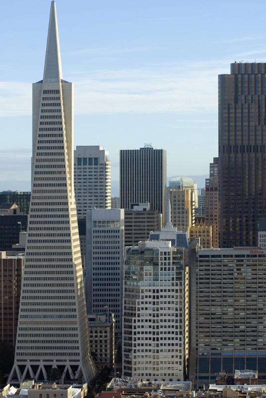 San Francisco, California, USA, city view of the modern architecture and skyscrapers in the CBD