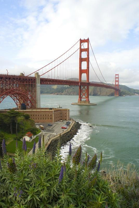 View along the Iconic Golden Gate Bridge between between San Francisco Bay and the Pacific Ocean. Captured in Morning Time.